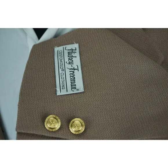 Hickey Freeman Boardroom Diamond Head Brown Hopsack Sport Coat VTG 42L NEW W TAG